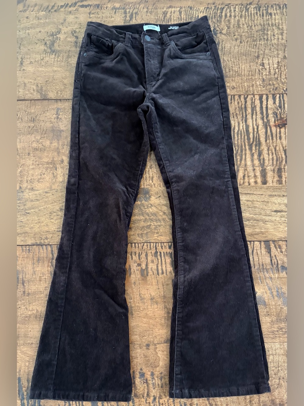 Kensie Jeans The Natalie High Rise Boot Cut Corduroy Pants Size 2 Dark Brown